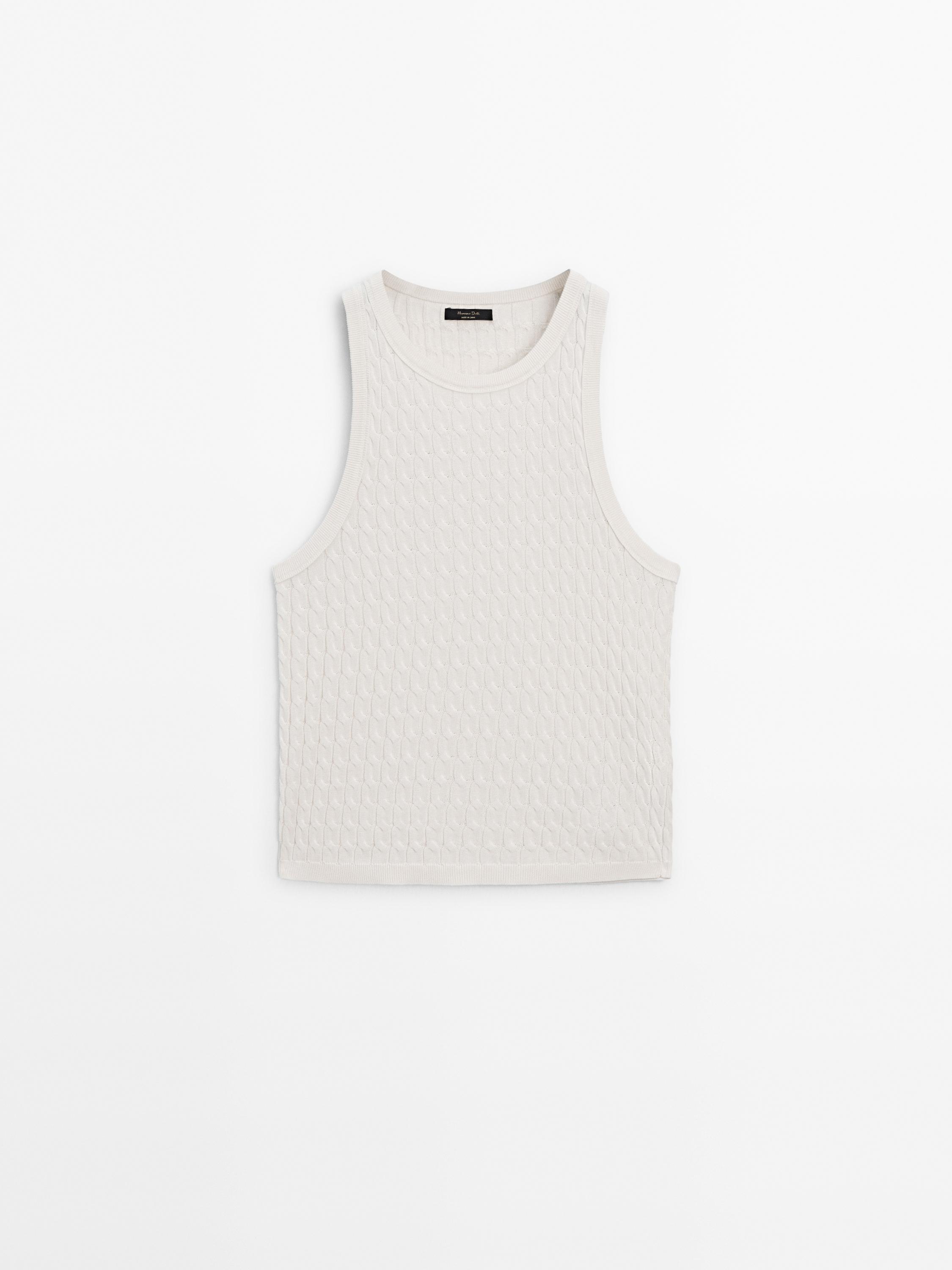 Cable-knit top - Gray | ZARA United States