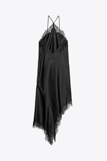 ZW COLLECTION SATIN LACE DRESS - Black by Zara - Image 6