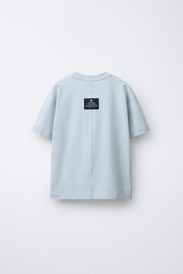 T-SHIRT JOGGING AVEC INSCRIPTION ET ÉTIQUETTE - Vert d'eau de Zara - Image 1