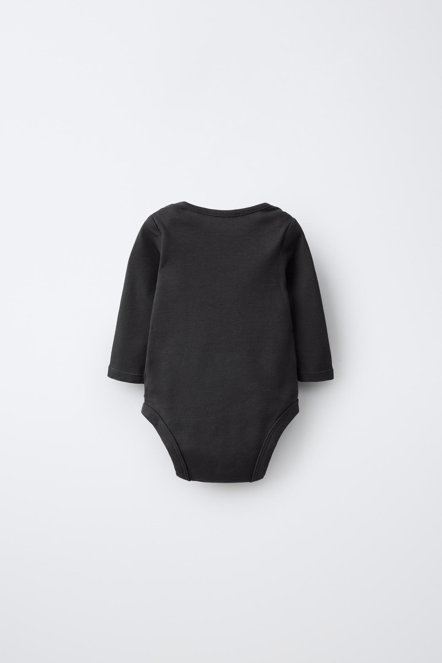 Боди для детей, длинный рукав, в полоску, 5 шт. — Zara, цвет: Чёрный / Экрю — фото 3