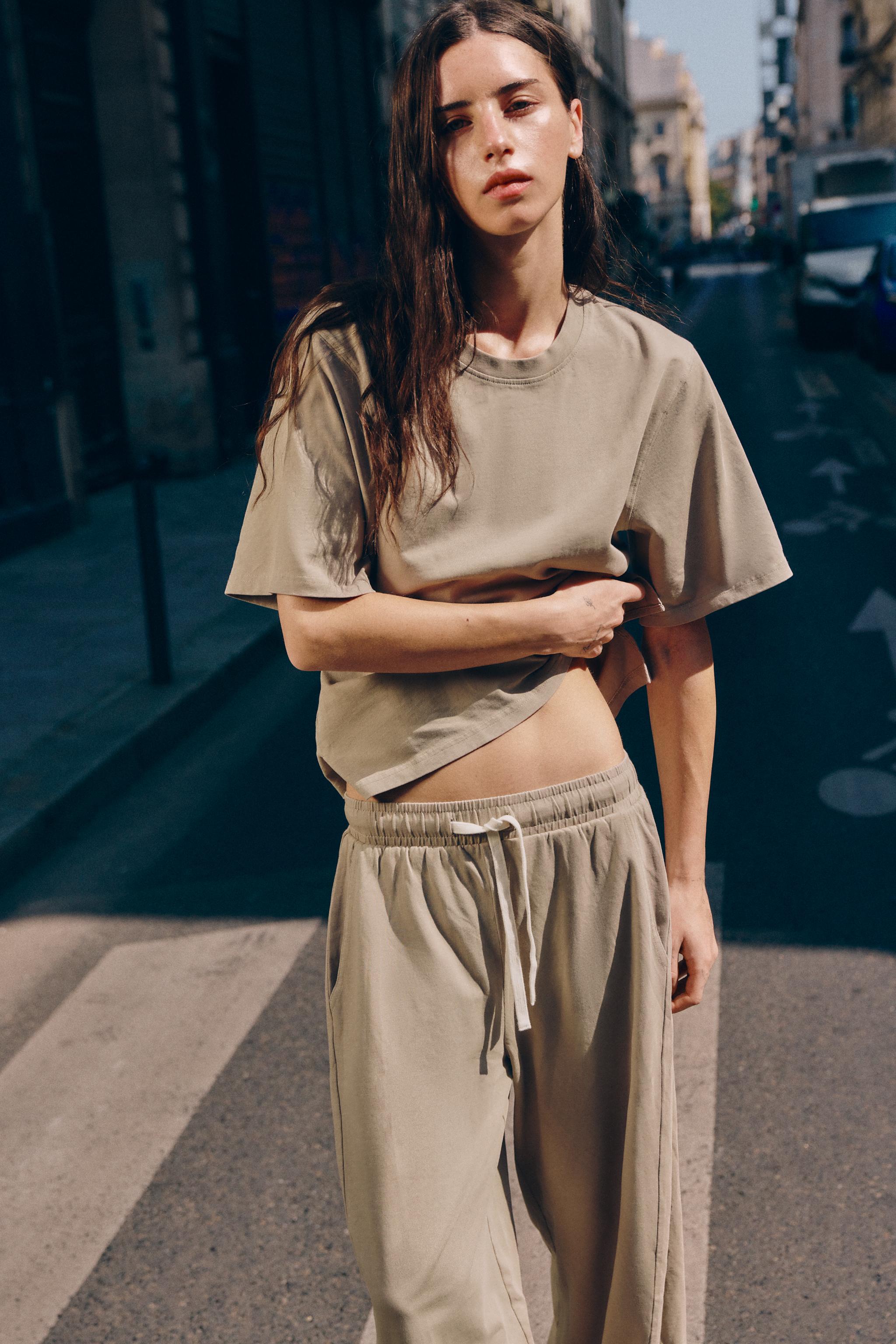 FITTED COTTON T-SHIRT — Sand