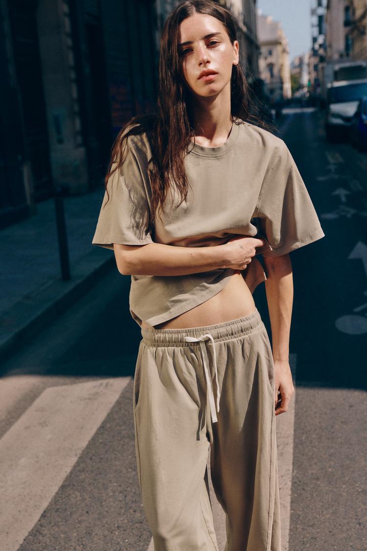 FITTED COTTON T-SHIRT — Sand