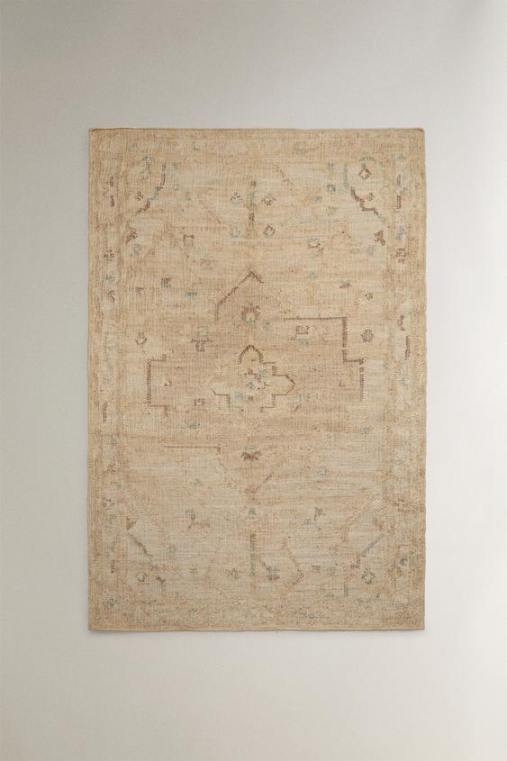 Zara TEPIH VINTAGE IZGLEDA OD JUTE – svetlobež – Slika 0