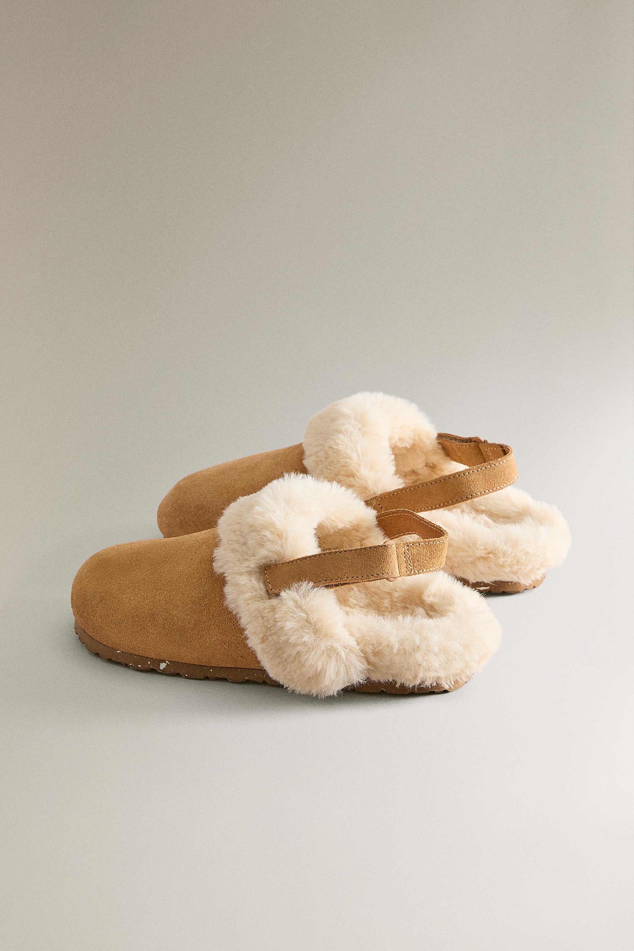 Детские сабо Zara KIDS’ WARM LEATHER MULE CLOG SLIPPERS — фото 4