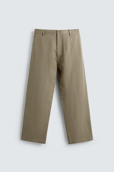 RELAXED FIT VISCOSE - HEMP TROUSERS - Mink by Zara