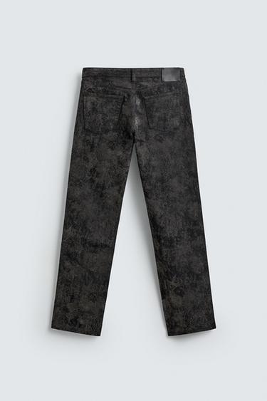 ABSTRACT JACQUARD STRAIGHT-LEG JEANS - Black by Zara