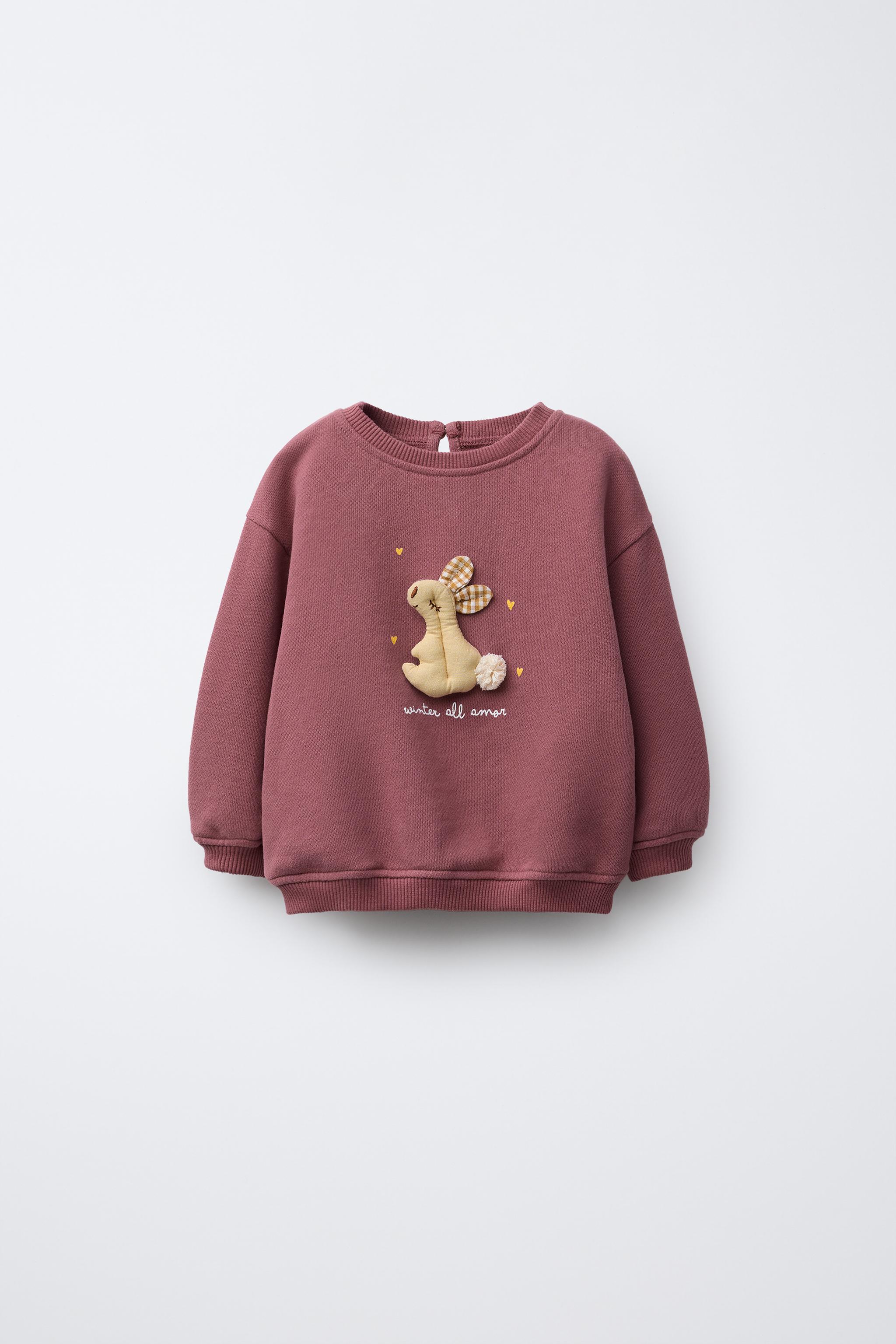 RABBIT APPLIQUÉ SWEATSHIRT - Raspberry | ZARA United States