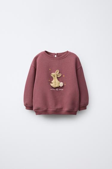 ÁO NỈ ĐẮP HÌNH THỎ - Màu đỏ hồng từ Zara - Hình ảnh 0