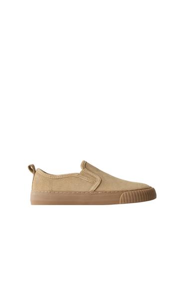 BAREFOOT LEATHER SNEAKERS - Brown by Zara