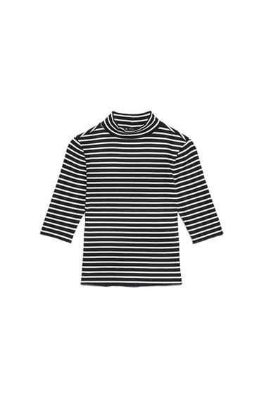 RIBBED HIGH NECK T-SHIRT