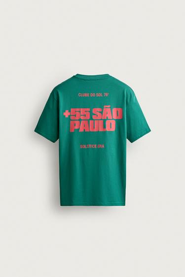 RELAXED FIT T-SHIRT MET CONTRASTPRINT - LAGOON van Zara