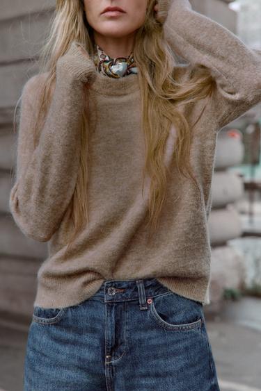 WOOL AND ALPACA JUMPER - Brown / Taupe by Zara