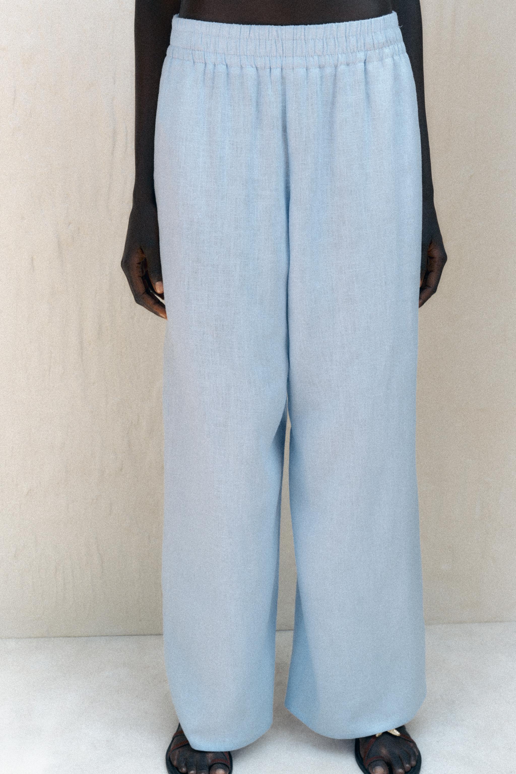 PANTALON LARGE AVEC LIN