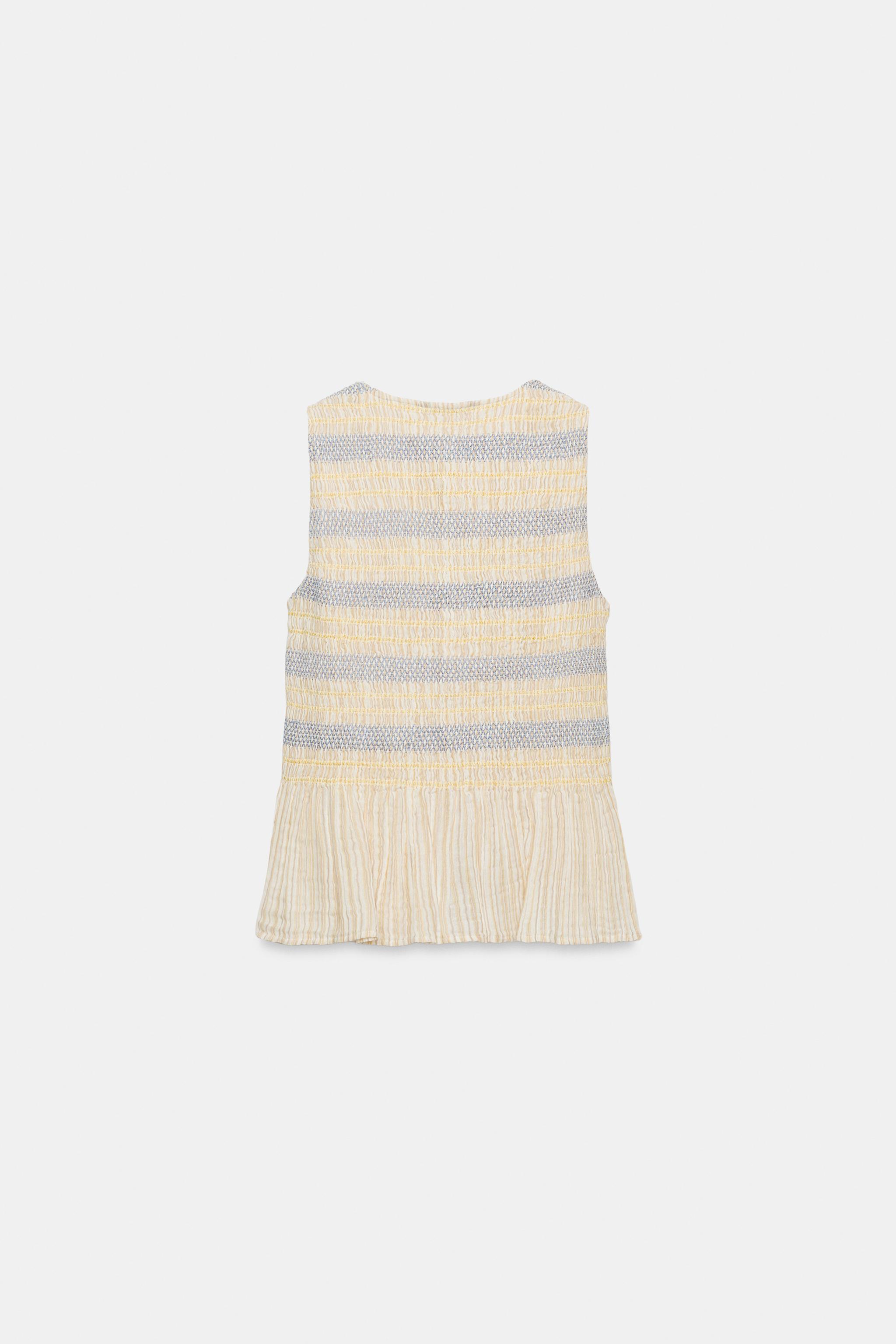 SMOCKED EMBROIDERED TOP