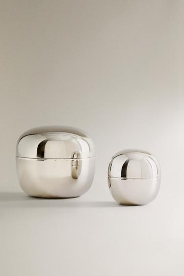LARGE ROUND STAINLESS STEEL BOX — Silver 2