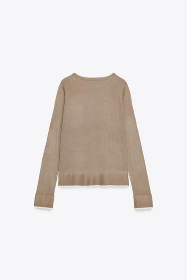 PULL EN MAILLE DOUBLE - Vison de Zara - Image 5
