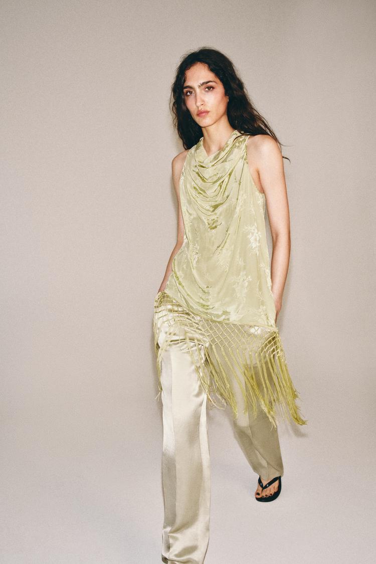 Top de punto con flecos jacquard ZW Collection 5