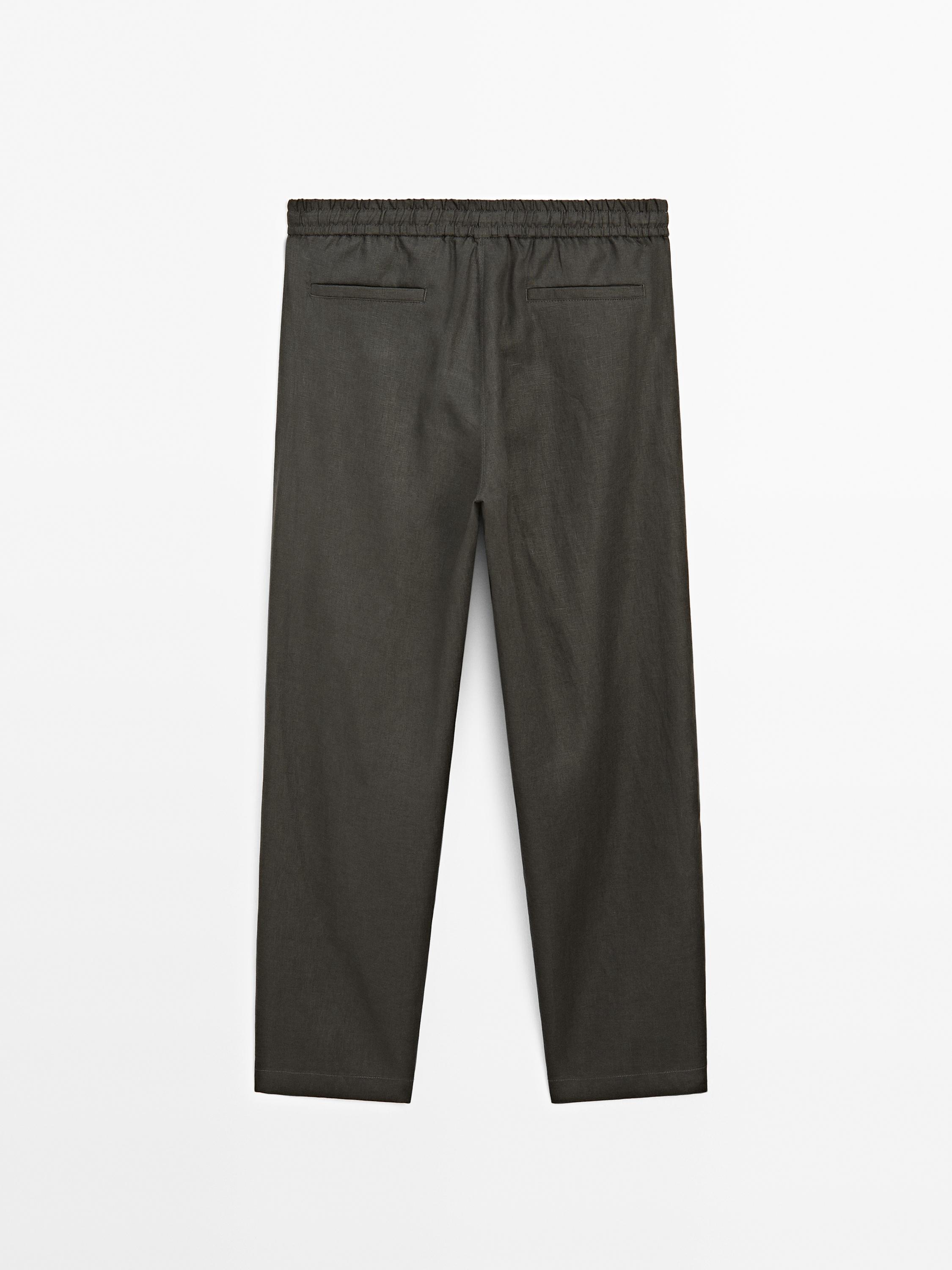 100% linen jogger fit trousers