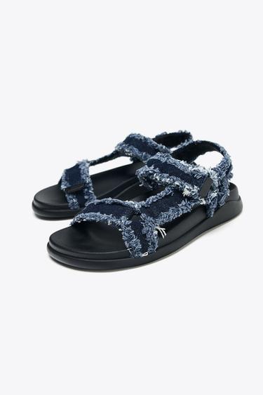 SANDALES PLATEFORMES EN DENIM - Bleu jean de Zara - Image 5
