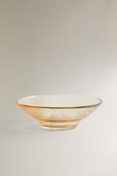 TEXTURED GLASS BOWL - Yellow by Zara