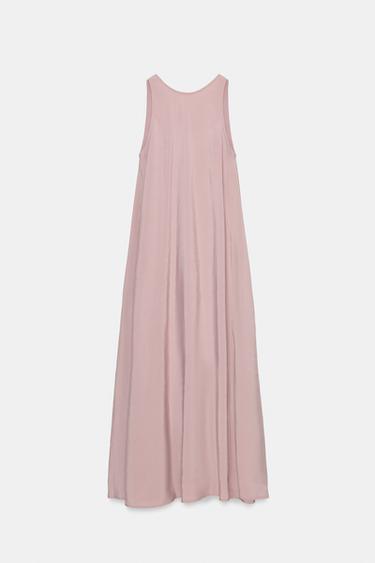 فستان ميدي انسيابي - أزرق مغبر by Zara