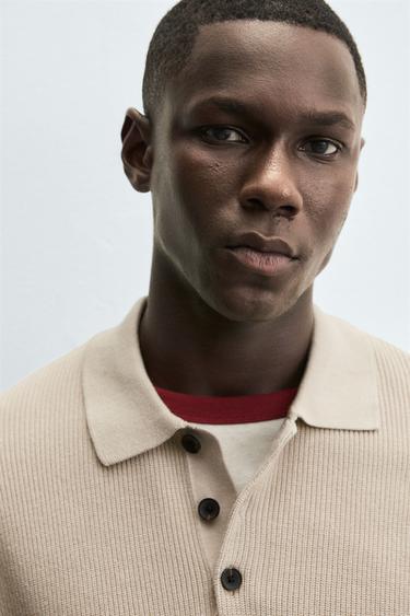 POLO EN MAILLE NACRÉE - Marron clair de Zara - Image 4