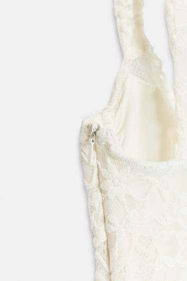 ROBE MI-LONGUE EN DENTELLE - Écru de Zara - Image 8