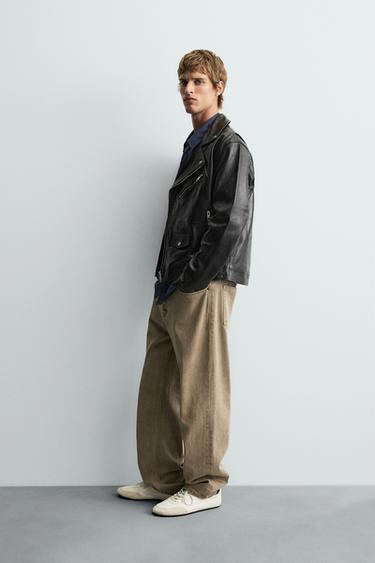 LEATHER BIKER JACKET - Black de Zara - Image 3