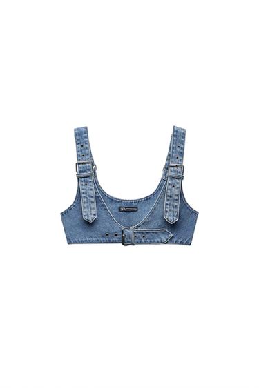 DENIM TOP WITH BUCKLES