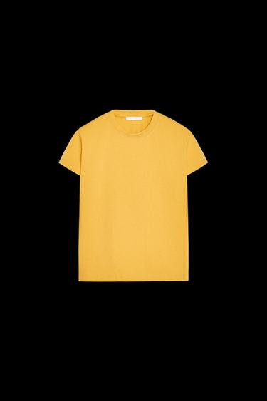 Zara REGULAR-FIT T-SHIRT - Mustard - Image 0