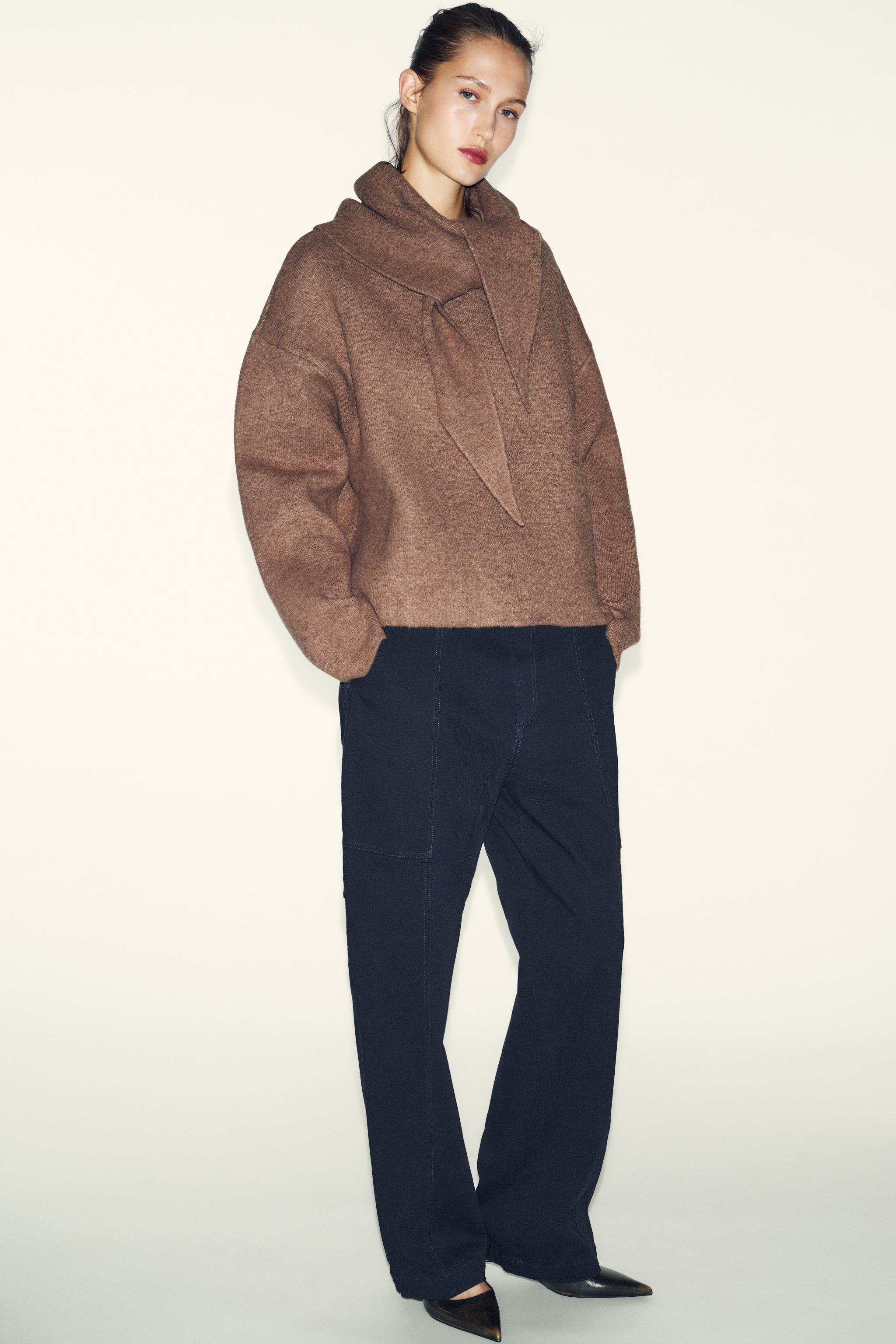 KNIT SCARF JUMPER - Mink marl | ZARA United States