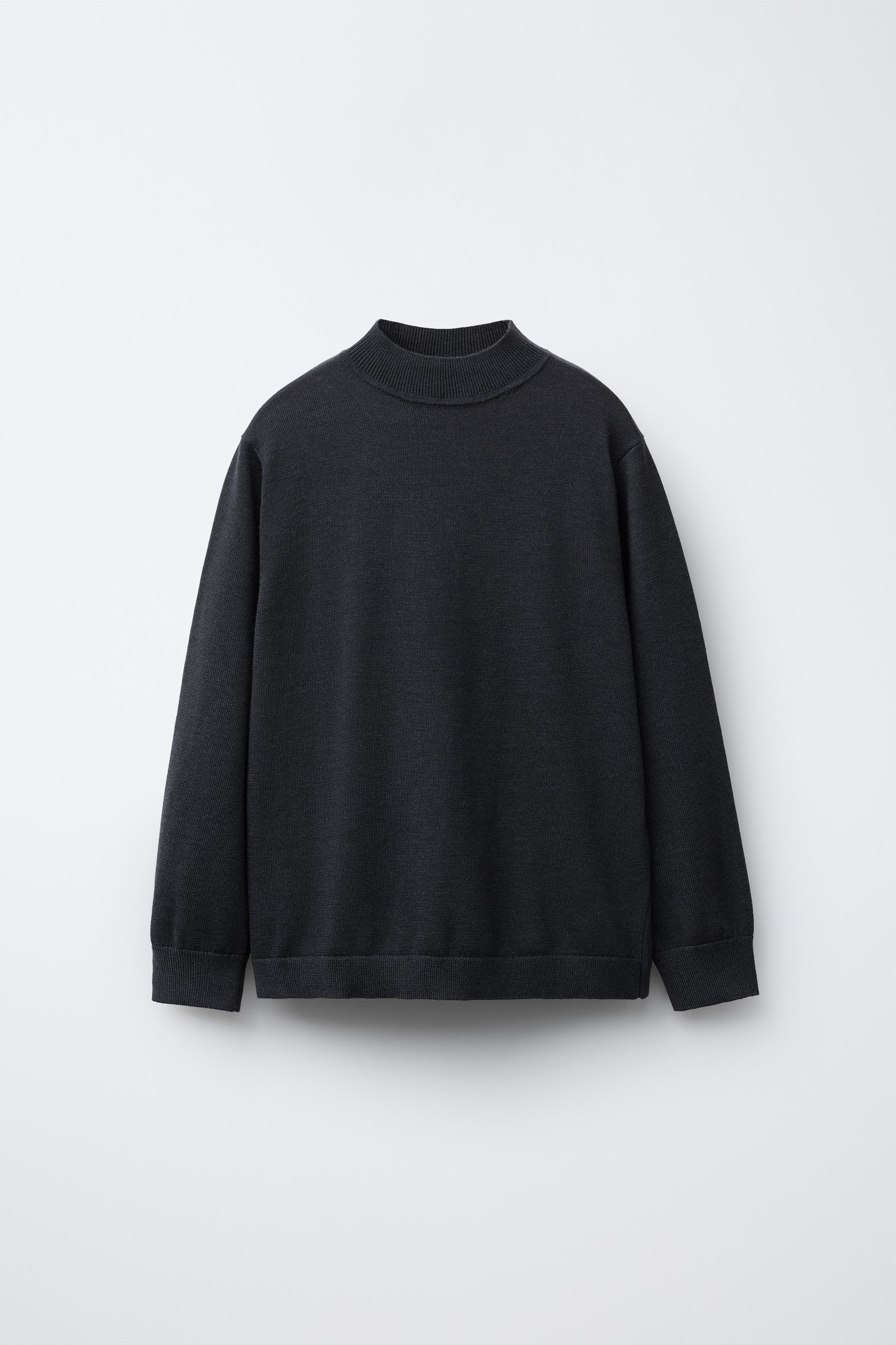 FINE KNIT MOCK NECK SWEATER - navy | ZARA Canada