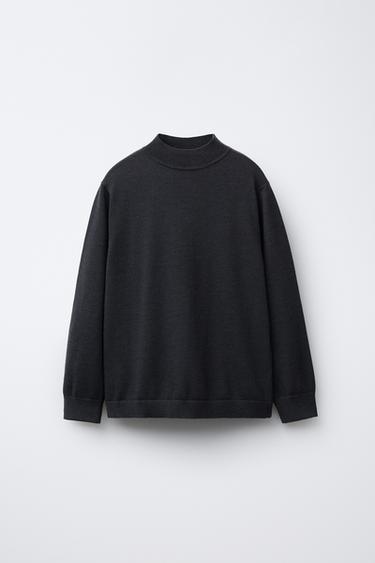 FEINSTRICK-PULLOVER MIT STEHKRAGEN - Stahlgrau von Zara