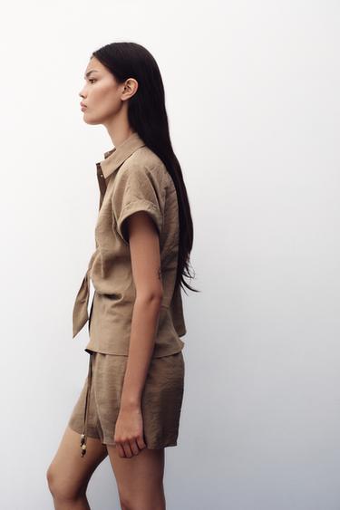 BERMUDA AVEC CORDON FANTAISIE - Marron / Taupe de Zara - Image 2