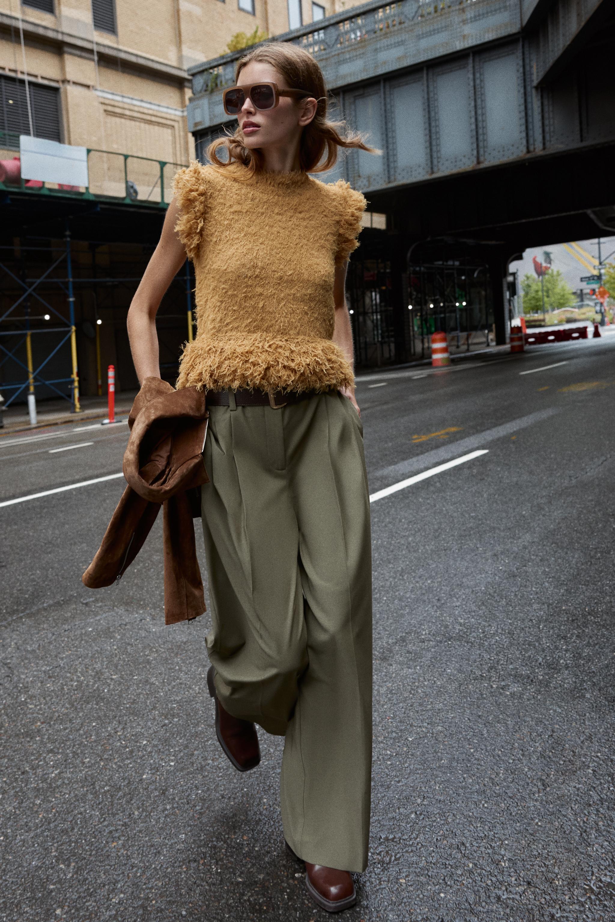 パンツ eaphi WOOL BELTED PANTS パンツ eaphi WOOL BELTED PANTS Belted Wide Leg Wool Pants by