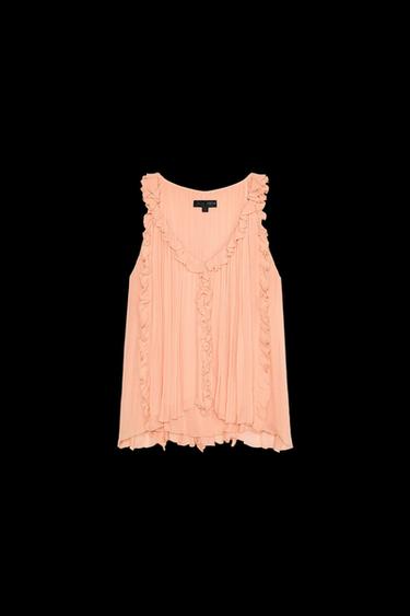 Zara ZW COLLECTION RUFFLED TOP - Peach - Image 0