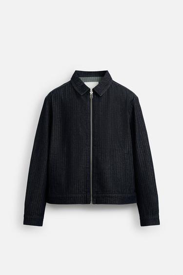Zara 魚骨紋牛仔外套 - 藍色