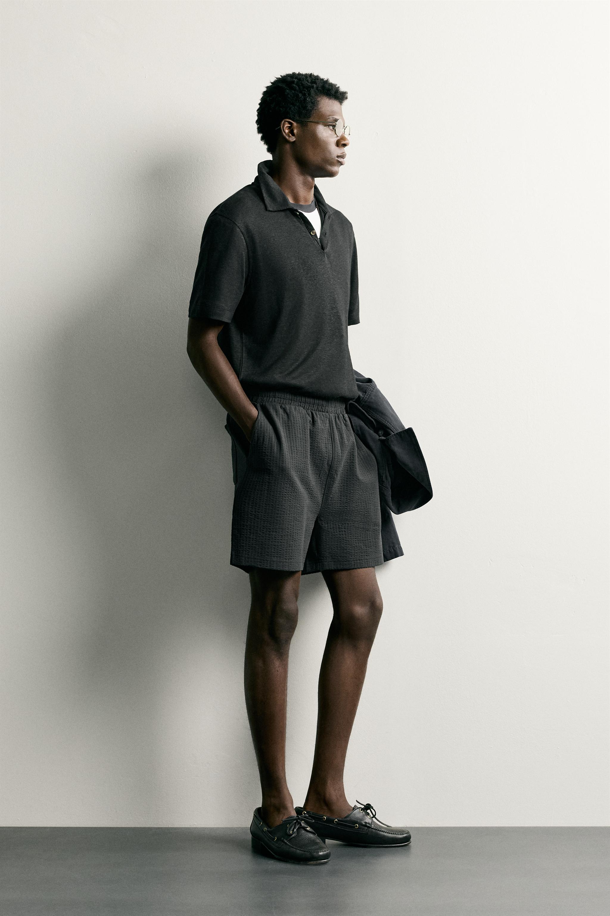 Мужские шорты Zara COMFORT SEERSUCKER REGULAR FIT SHORTS — фото 4