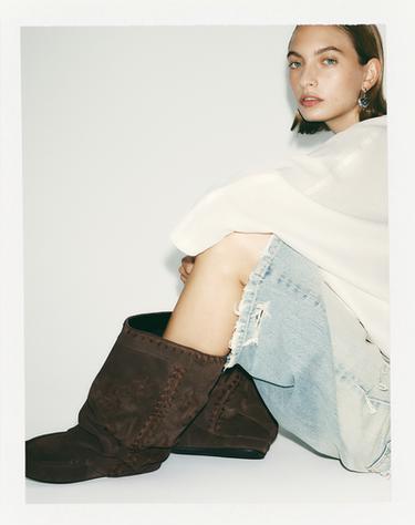 BOTIM RASTEIRO BORDADOS C_ROUTE - Marrom da Zara