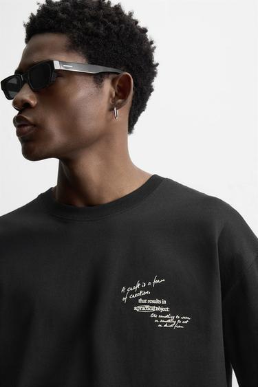 CROCHET PATCH T-SHIRT - Black by Zara - Image 4