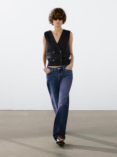 Chaleco punto milano doble botonadura - Marino de Zara