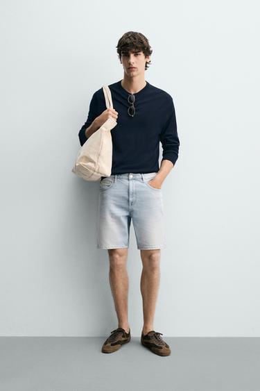 BERMUDE DENIM REGULAR FIT - Albastru deschis de la Zara