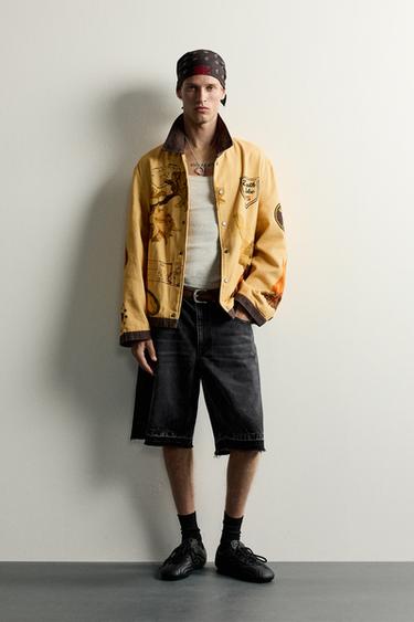 RELAXED FIT CONTRAST PRINT JACKET - Mustard by Zara - Image 0