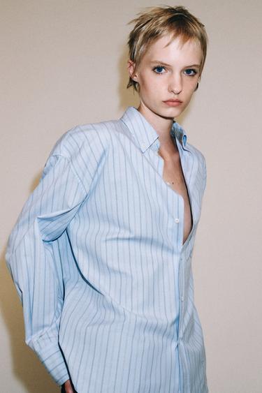 STRIPED OXFORD SHIRT ZW COLLECTION — Sky blue 2