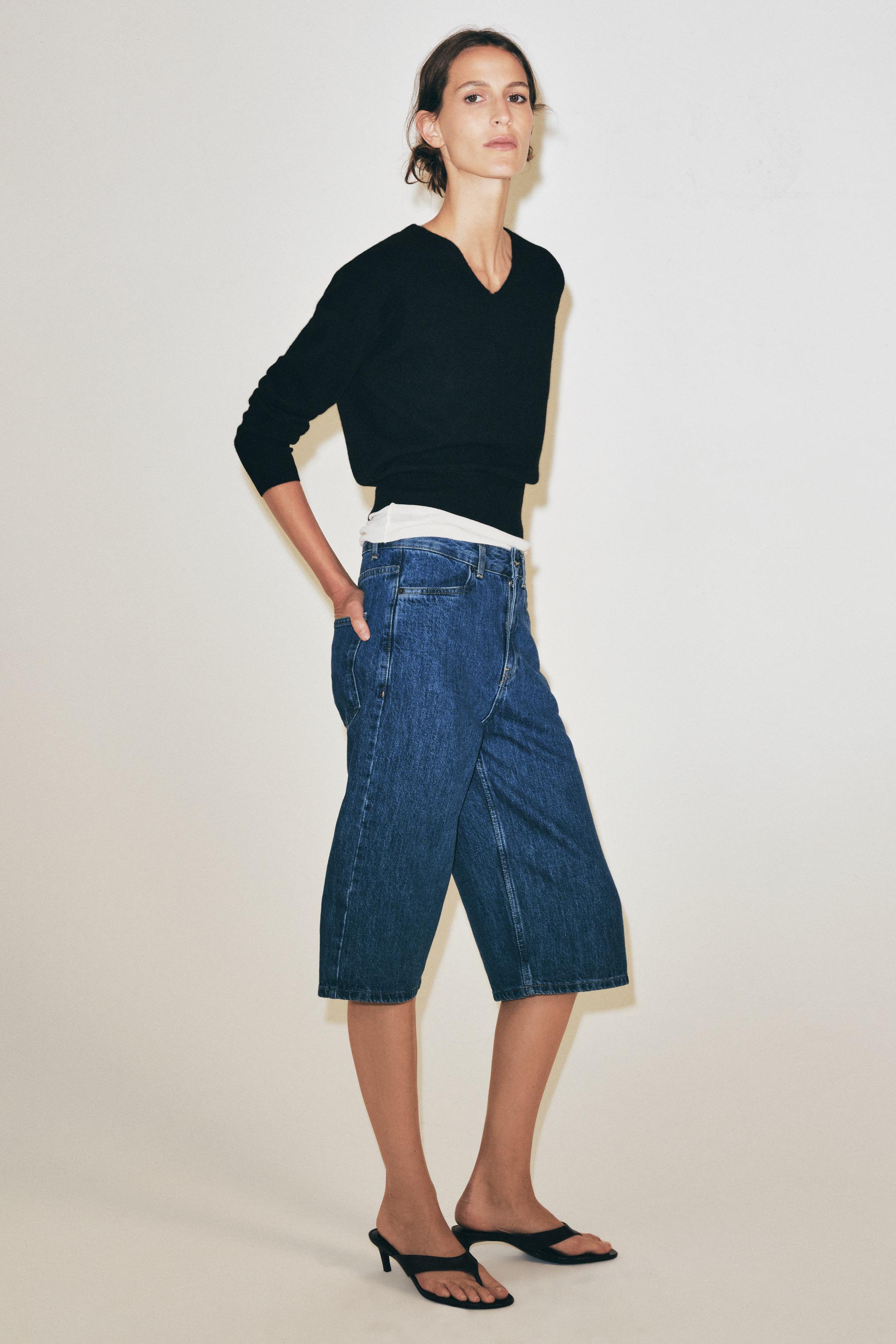 ZW COLLECTION MID-RISE DENIM SHORTS — Mid-blue