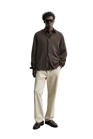 Zara REGULAR FIT COTTON CARDIGAN - Brown