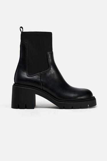 Zara NEOPRENE EFFECT CHELSEA BOOTS - Black