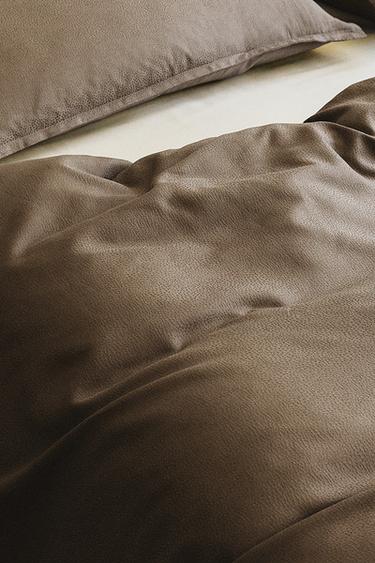 SATEEN JACQUARD DUVET COVER (300 THREAD COUNT) - Brown / Taupe by Zara