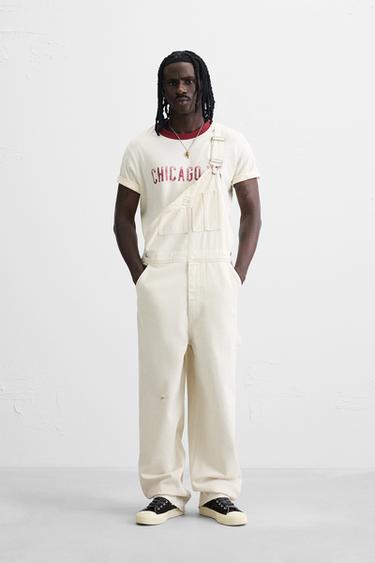 CARPENTER POCKET DENIM DUNGAREES - Ecru by Zara
