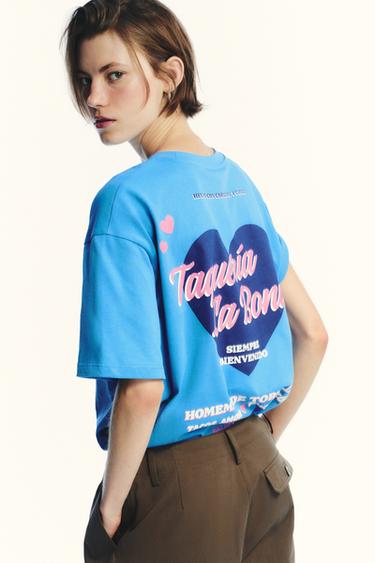 TEXT PRINT T-SHIRT - Bluish by Zara